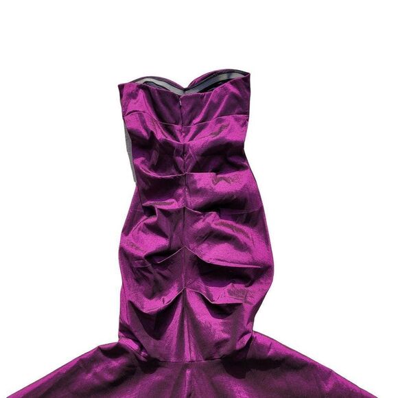 Vintage 80's Xscape Gown Strapless Gathered Mermaid Fishtail Goth Punk Purple XS - Picture 14 of 17